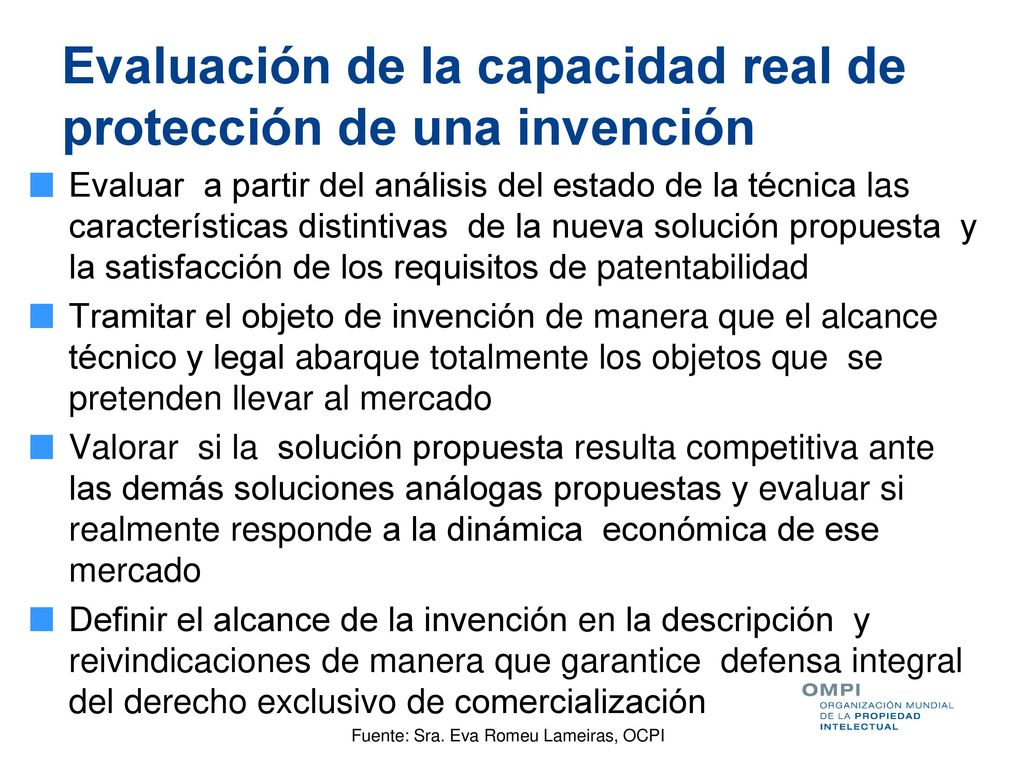 Evaluación de la capacidad real de protección de una invención