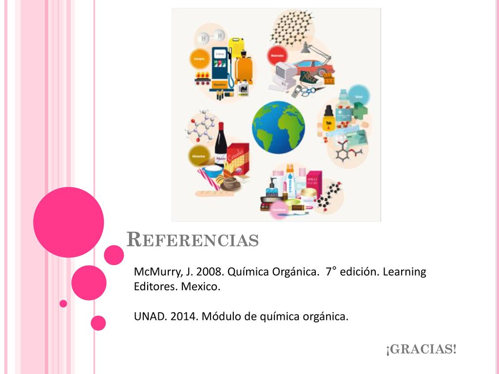Referencias McMurry, J Química Orgánica. 7° edición. Learning Editores. Mexico. UNAD Módulo de química orgánica.