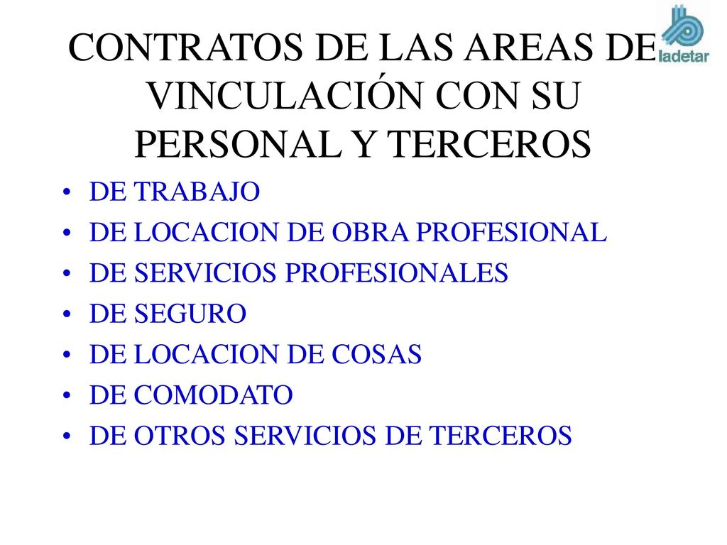 CONTRATOS DE LAS AREAS DE VINCULACIÓN CON SU PERSONAL Y TERCEROS