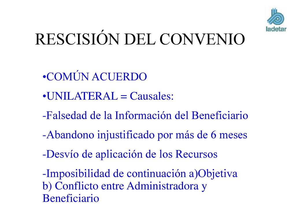 RESCISIÓN DEL CONVENIO