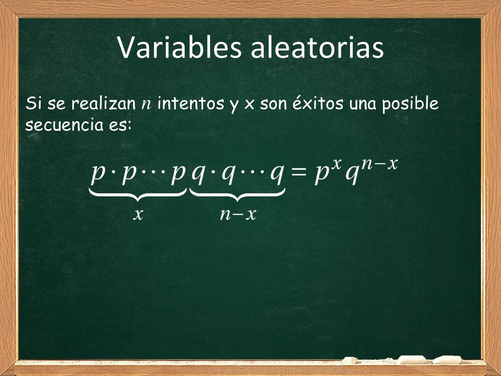 Si se realizan n intentos y x son éxitos una posible secuencia es: