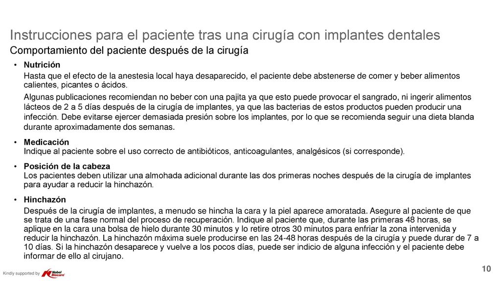 Instrucciones para el paciente tras una cirugía con implantes dentales