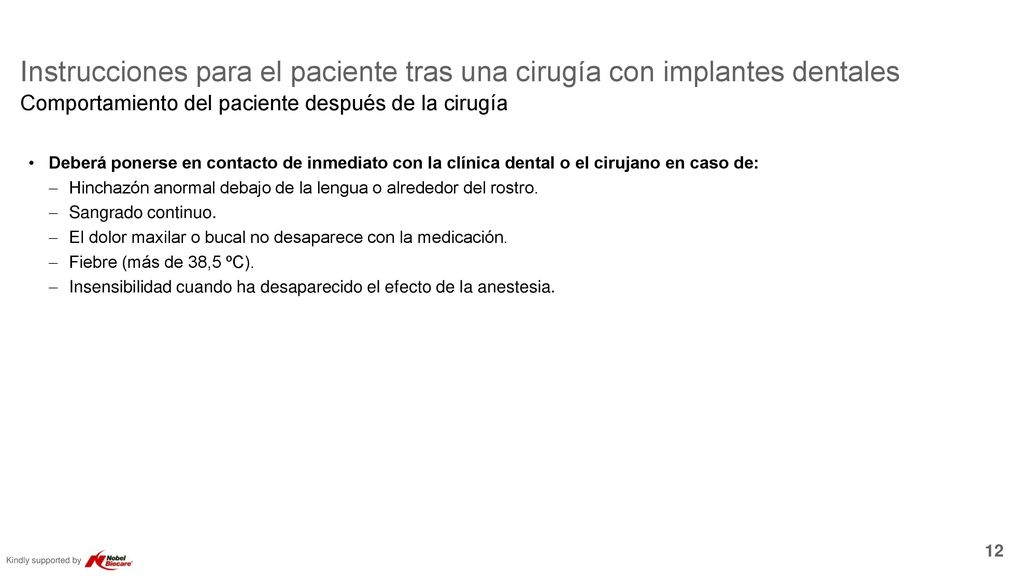 Instrucciones para el paciente tras una cirugía con implantes dentales