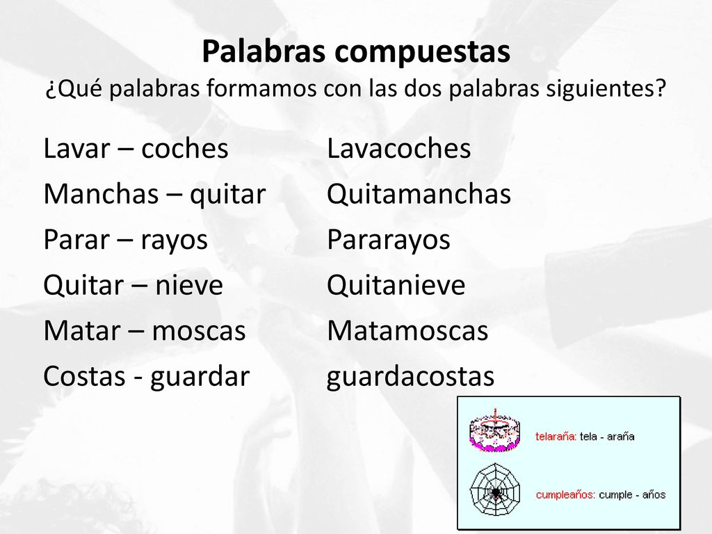 Palabras compuestas ¿Qué palabras formamos con las dos palabras siguientes