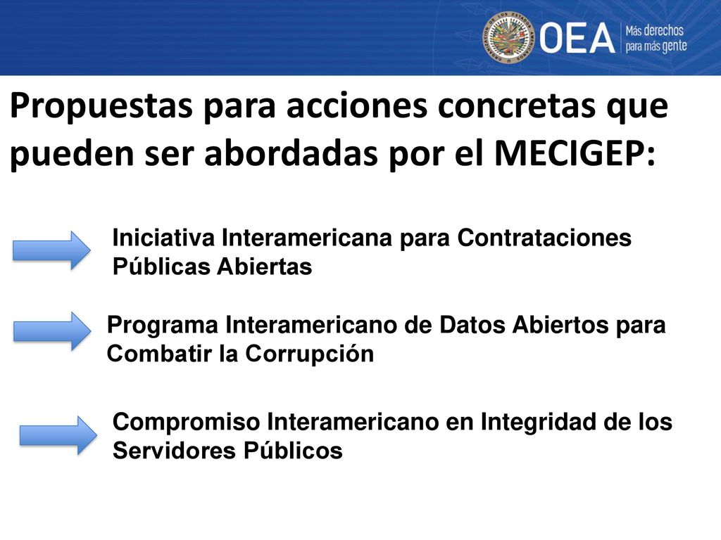 Propuestas para acciones concretas que pueden ser abordadas por el MECIGEP: