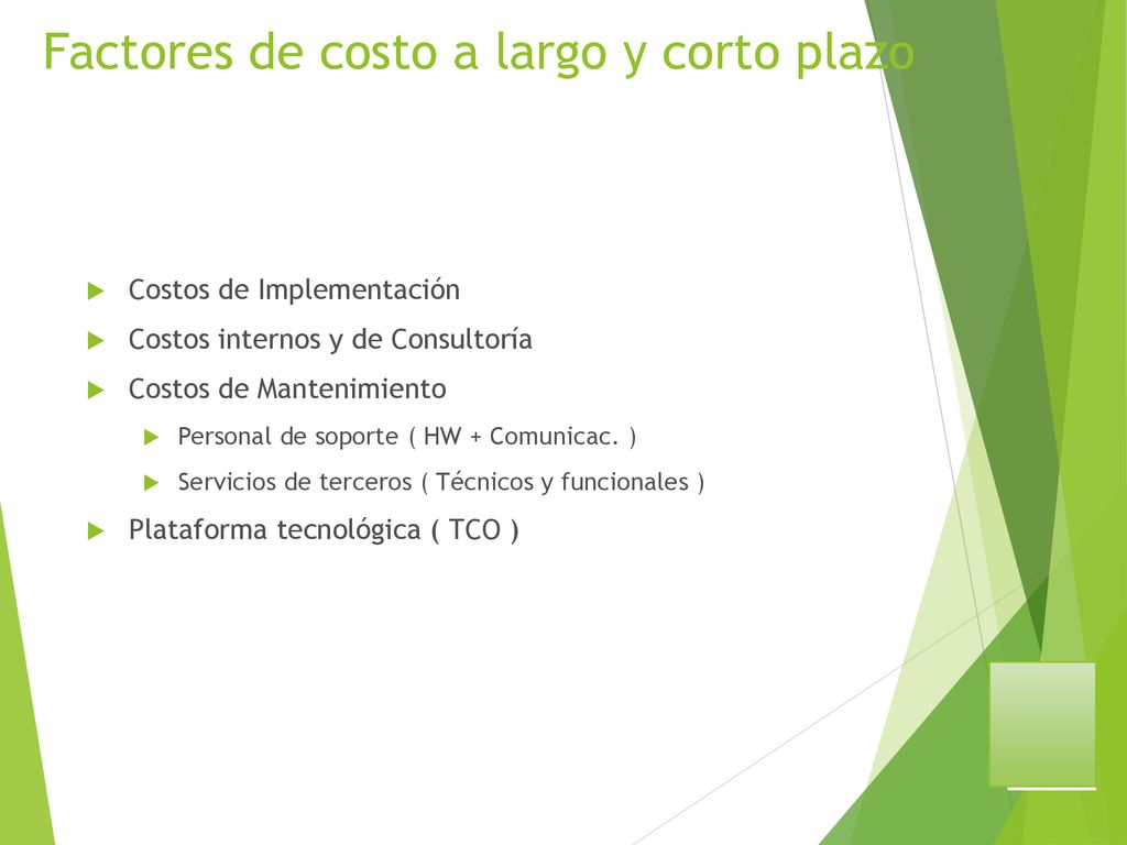 Factores de costo a largo y corto plazo