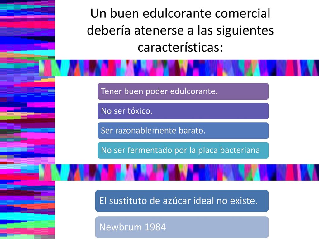 Un buen edulcorante comercial debería atenerse a las siguientes características: