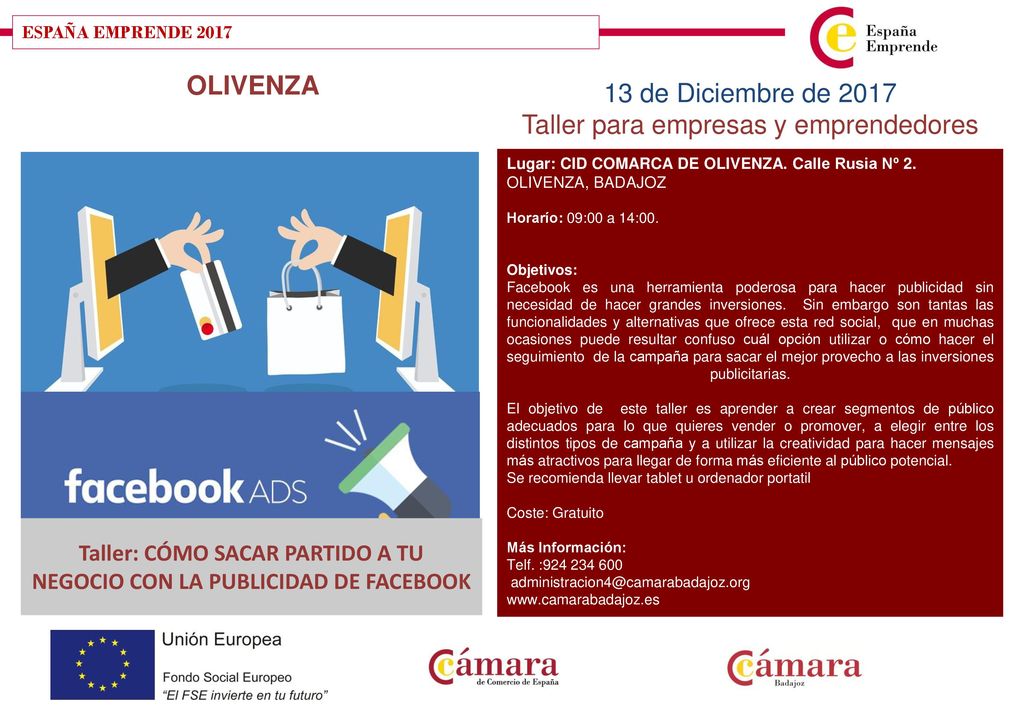 Taller: CÓMO SACAR PARTIDO A TU NEGOCIO CON LA PUBLICIDAD DE FACEBOOK