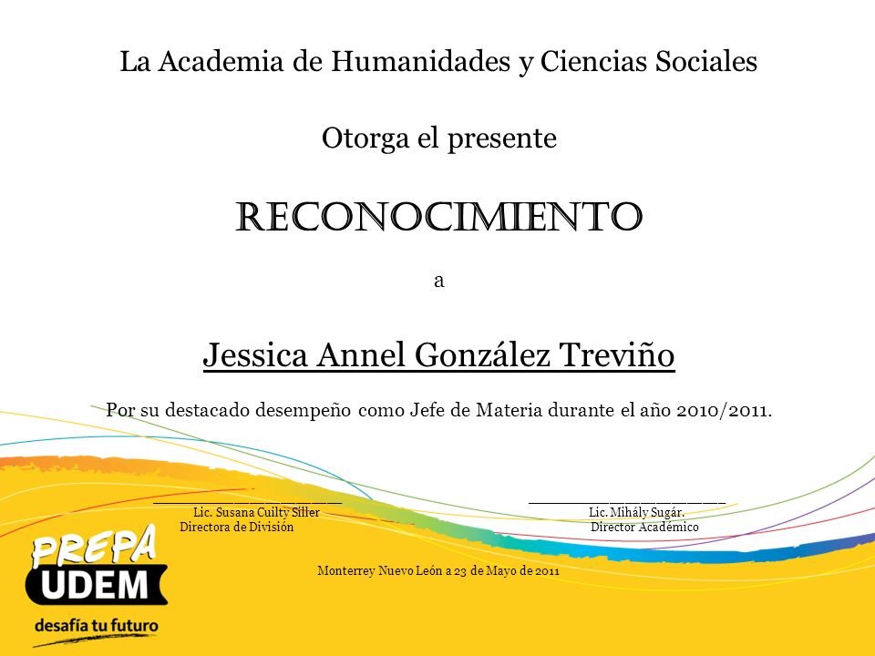 Reconocimiento Jessica Annel González Treviño