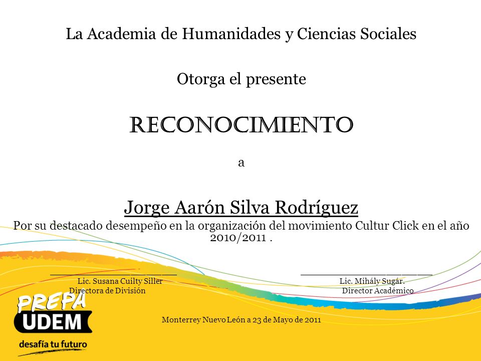 Reconocimiento Jorge Aarón Silva Rodríguez