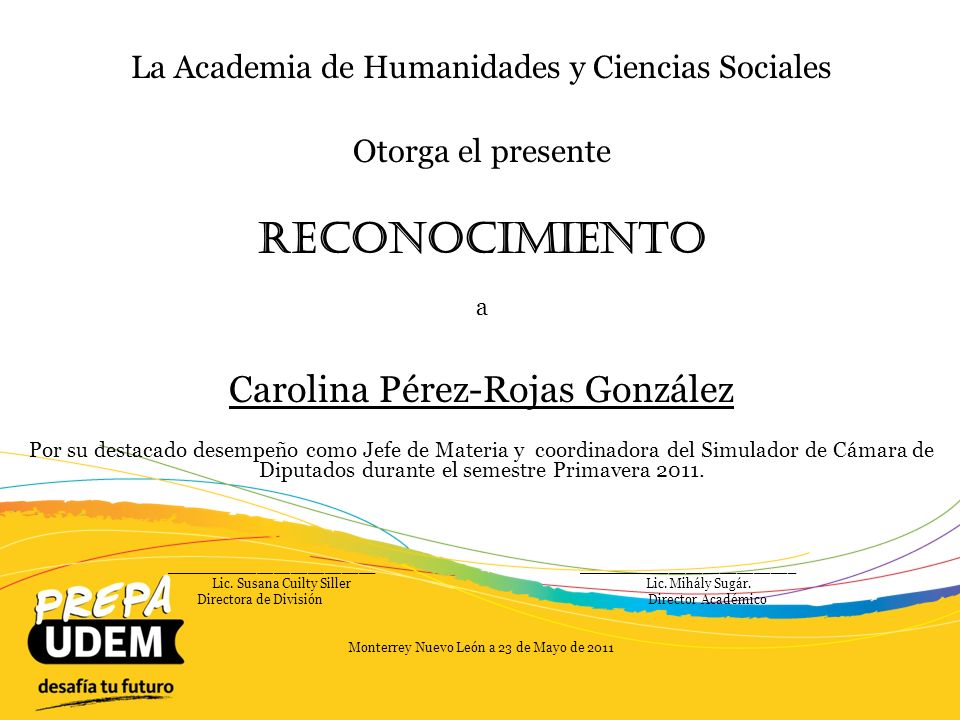 Reconocimiento Carolina Pérez-Rojas González