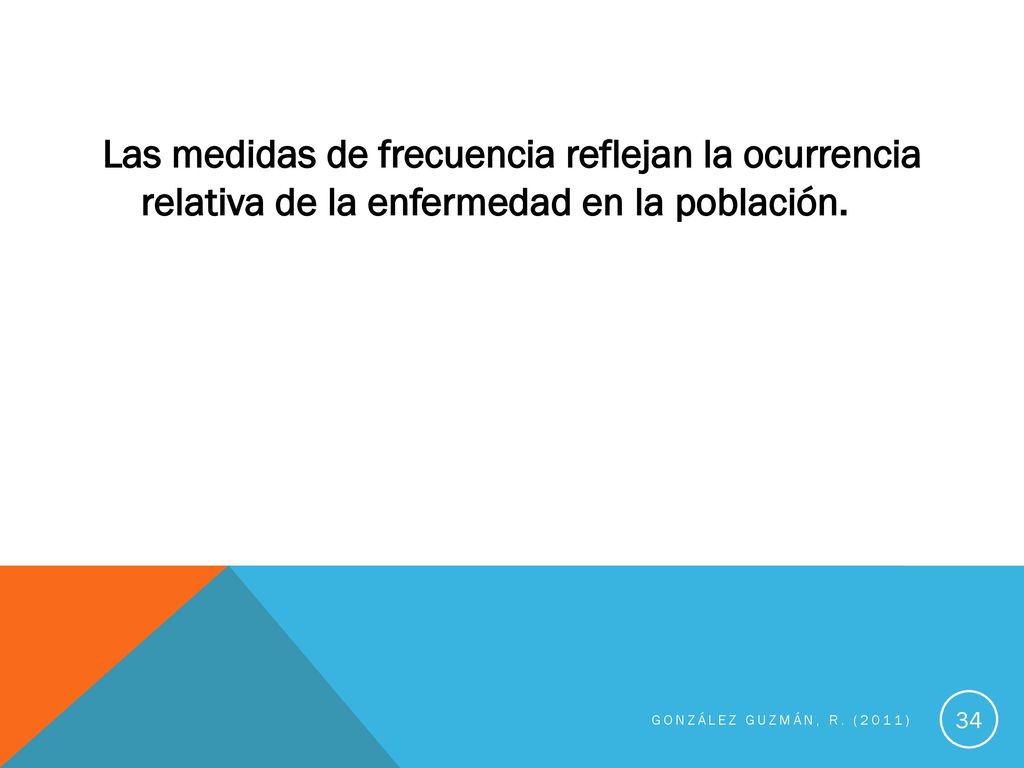 Las medidas de frecuencia reflejan la ocurrencia relativa de la enfermedad en la población.