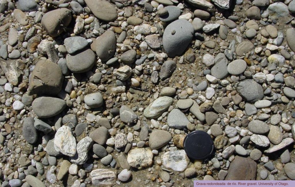 Grava-redondeada- de río. River gravel. University of Otago.