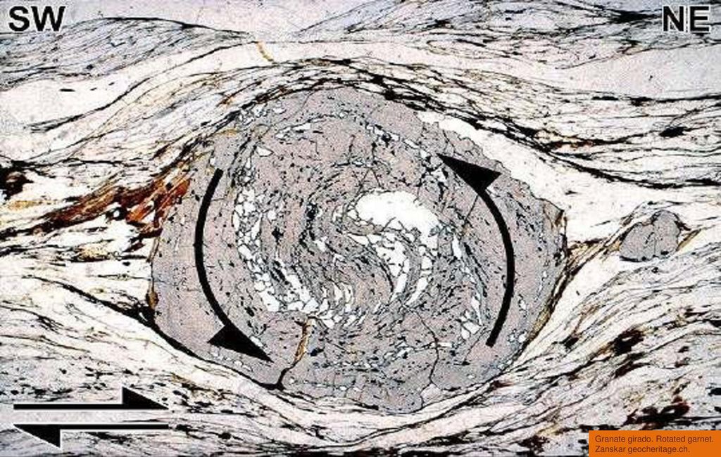 Granate girado. Rotated garnet. Zanskar geocheritage.ch.