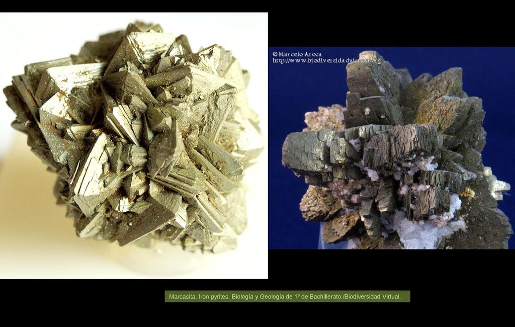 Marcasita. Iron pyrites. Biología y Geología de 1º de Bachillerato