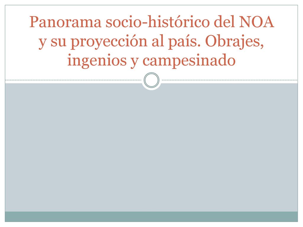 Panorama socio-histórico del NOA y su proyección al país