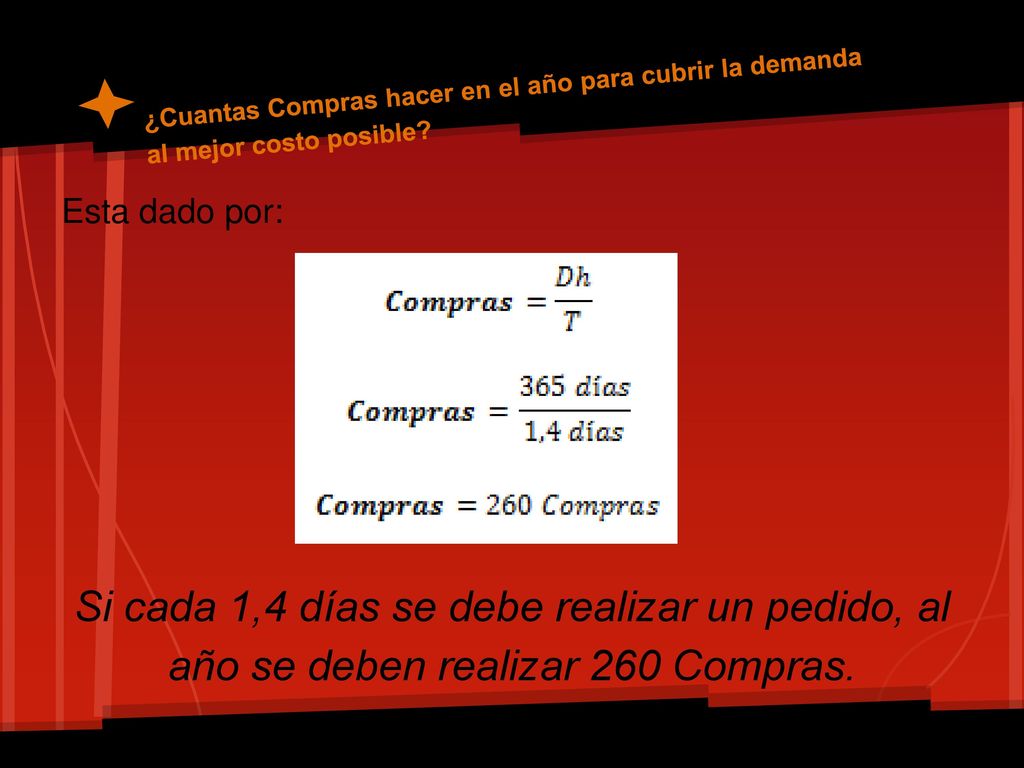 ¿Cuantas Compras hacer en el año para cubrir la demanda al mejor costo posible
