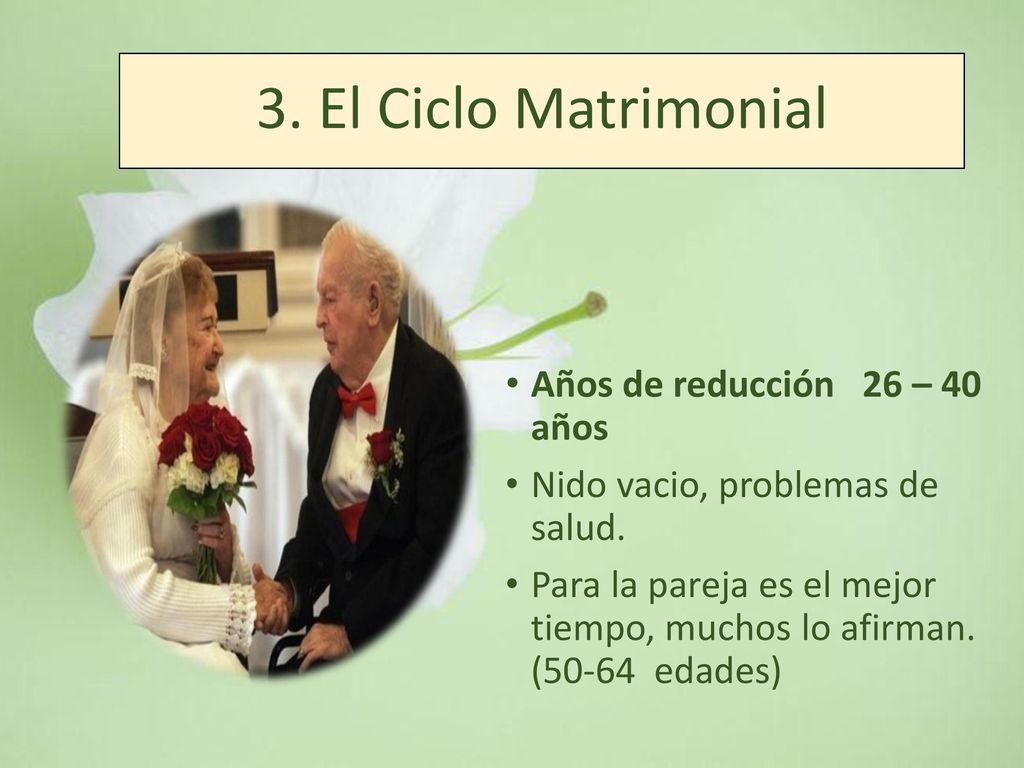 3. El Ciclo Matrimonial Años de reducción 26 – 40 años
