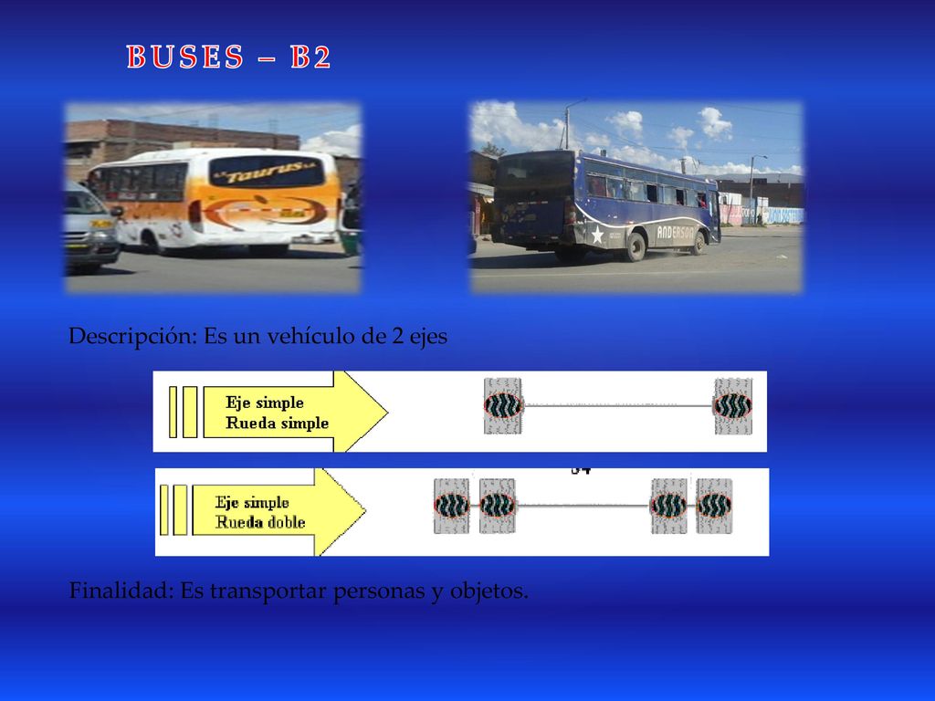 BUSES – B2 Descripción: Es un vehículo de 2 ejes