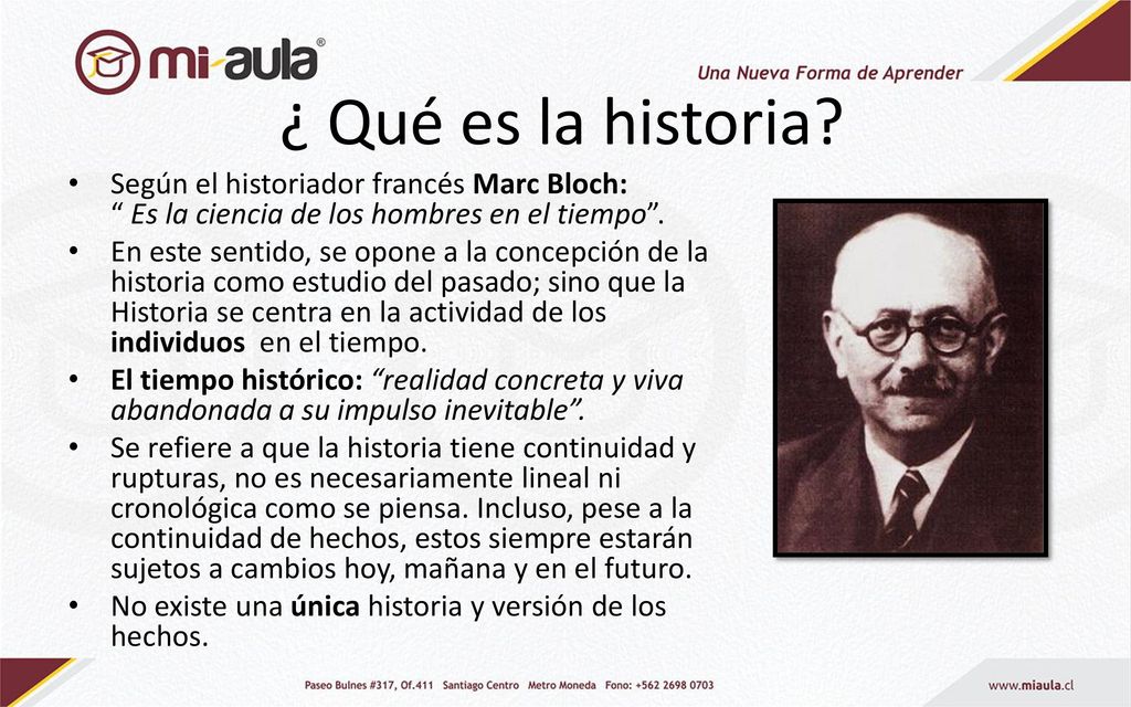 ¿ Qué es la historia Según el historiador francés Marc Bloch: Es la ciencia de los hombres en el tiempo .