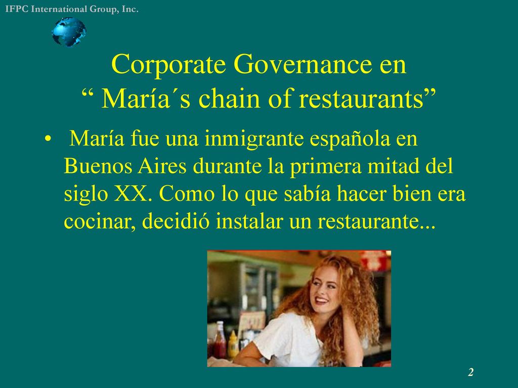 Corporate Governance en María´s chain of restaurants