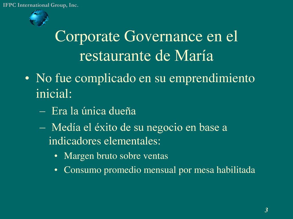 Corporate Governance en el restaurante de María