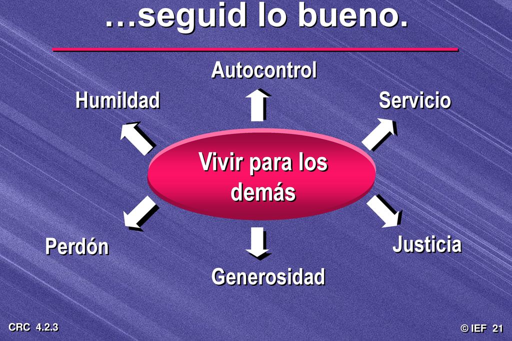 …seguid lo bueno. Vivir para los demás Autocontrol Humildad Servicio