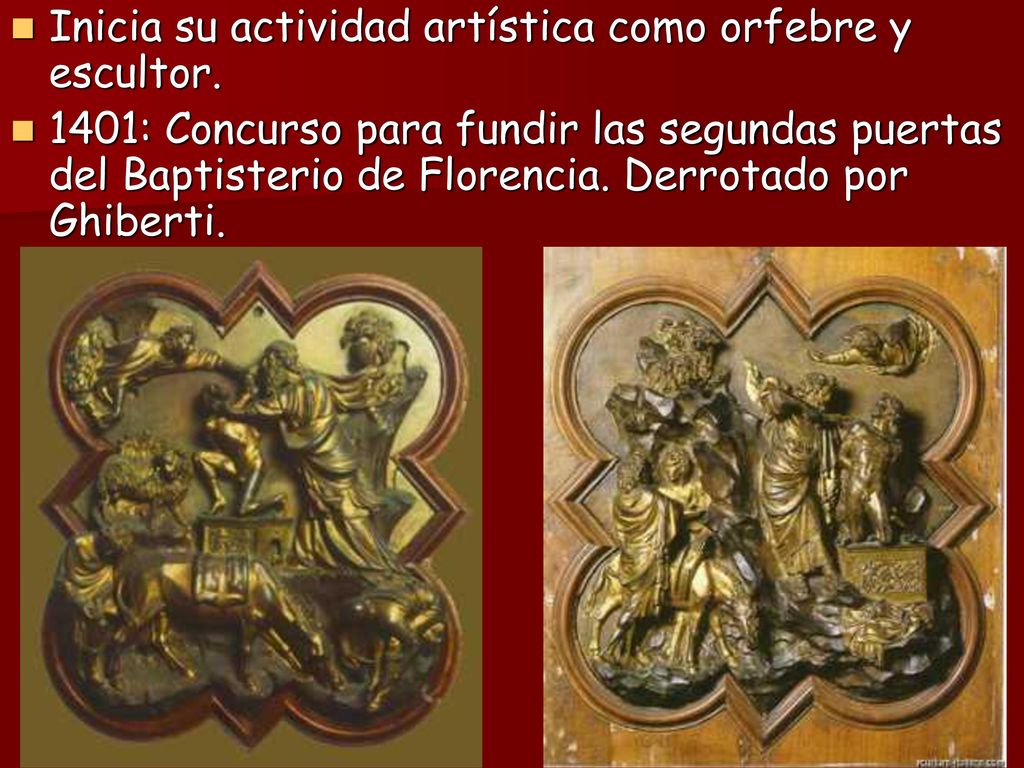 Inicia su actividad artística como orfebre y escultor.