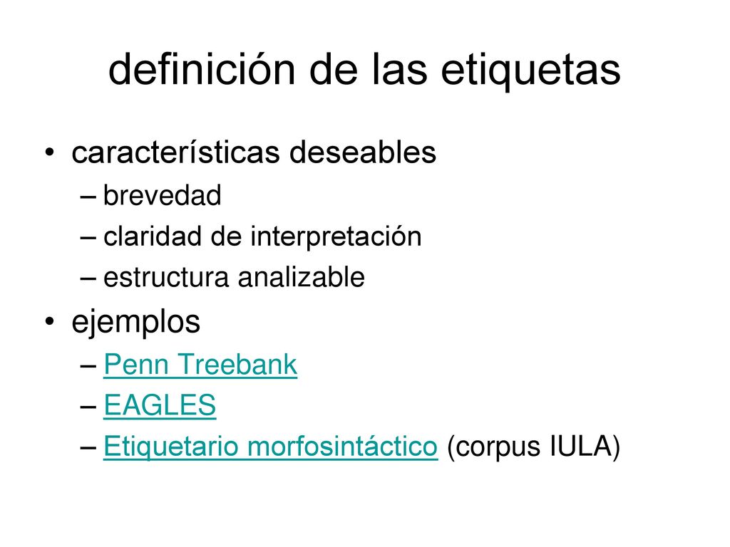 definición de las etiquetas