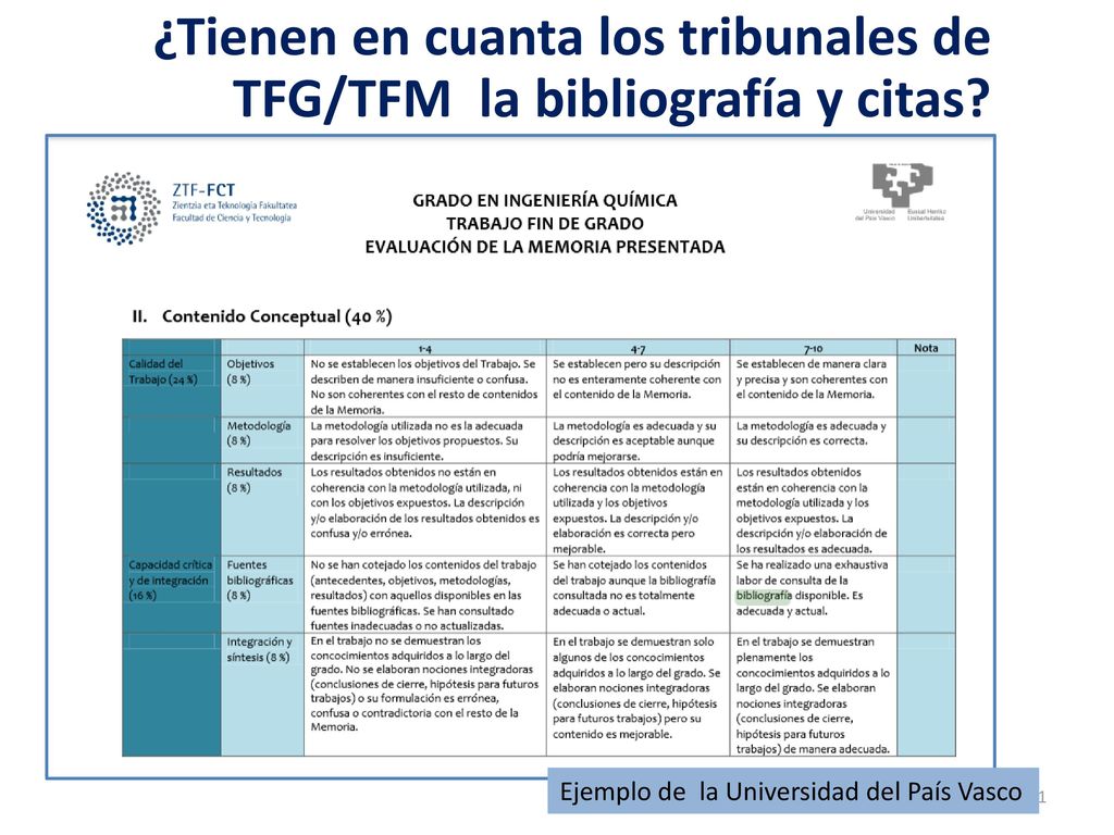 ¿Tienen en cuanta los tribunales de TFG/TFM la bibliografía y citas