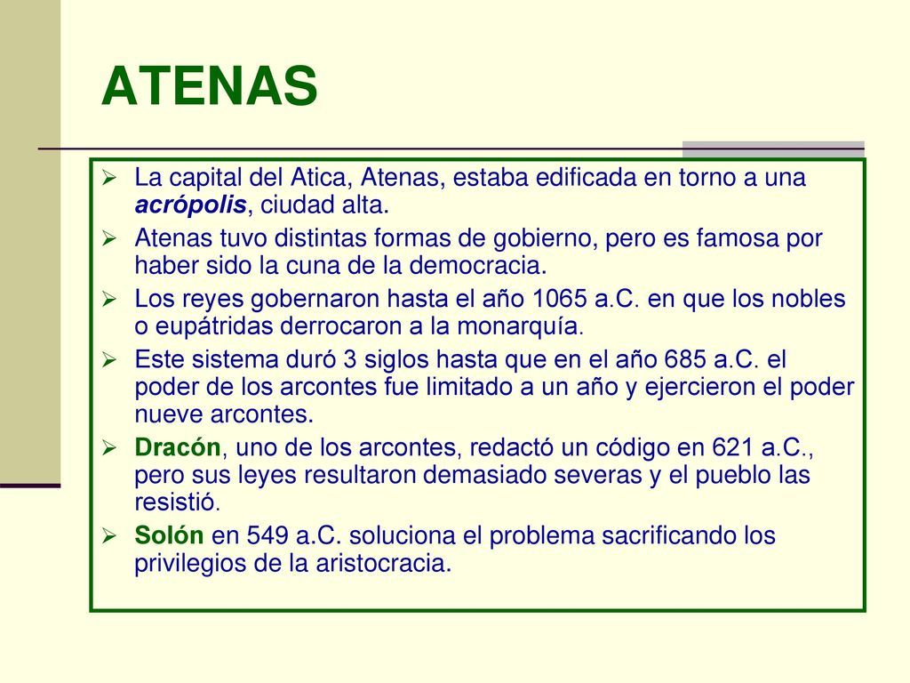 ATENAS La capital del Atica, Atenas, estaba edificada en torno a una acrópolis, ciudad alta.