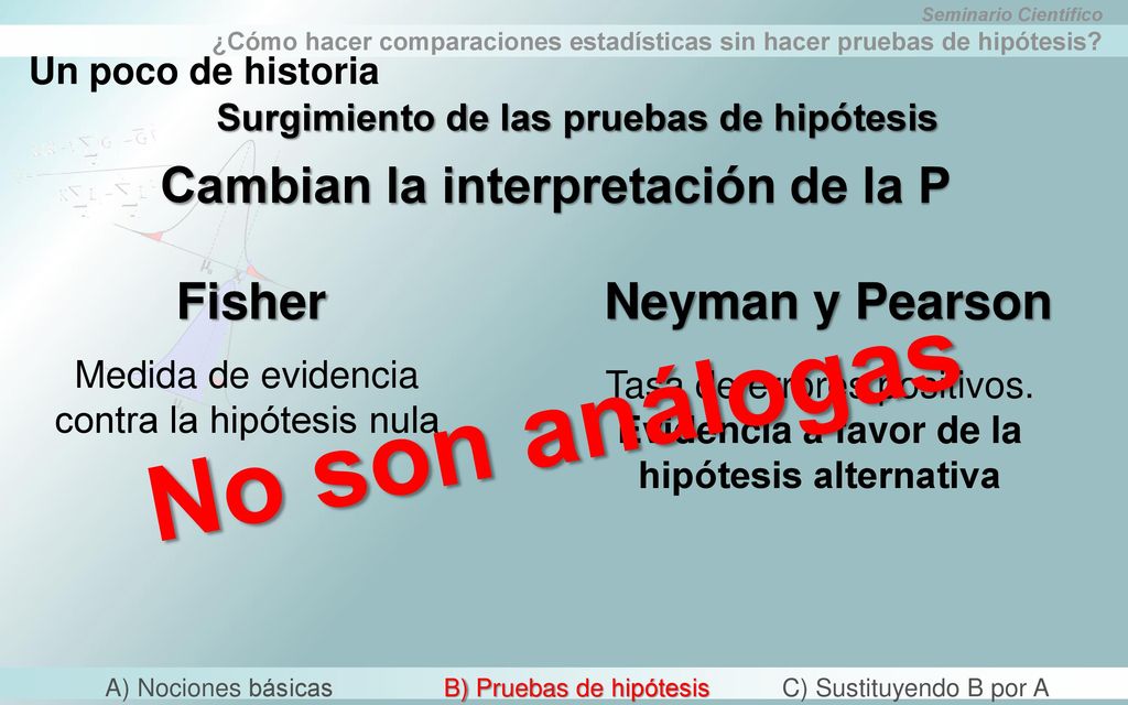 No son análogas Cambian la interpretación de la P Fisher