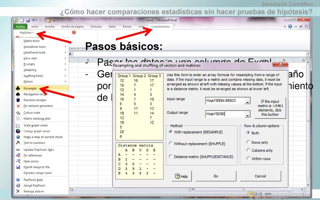 Pasos básicos: Pasar los datos a una columna de Excel