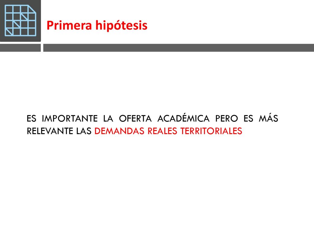 Primera hipótesis ES IMPORTANTE LA OFERTA ACADÉMICA PERO ES MÁS RELEVANTE LAS DEMANDAS REALES TERRITORIALES.