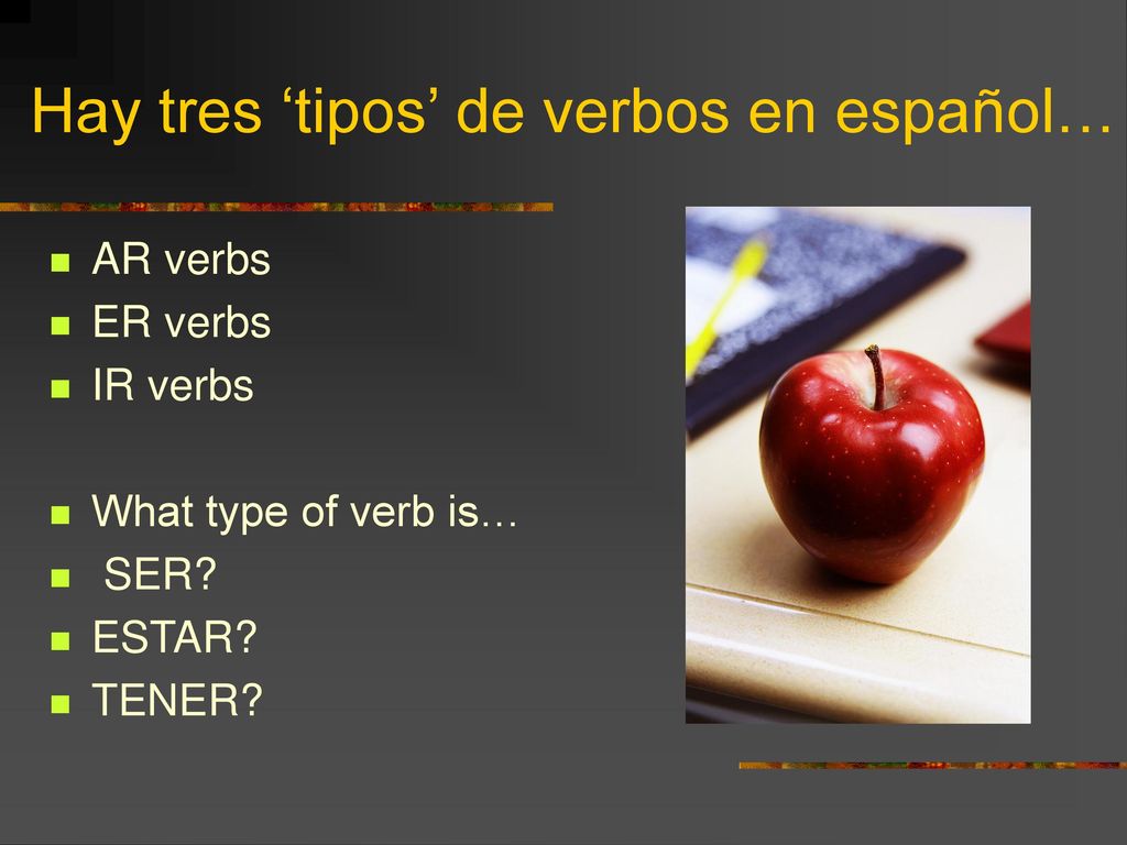 Hay tres ‘tipos’ de verbos en español…