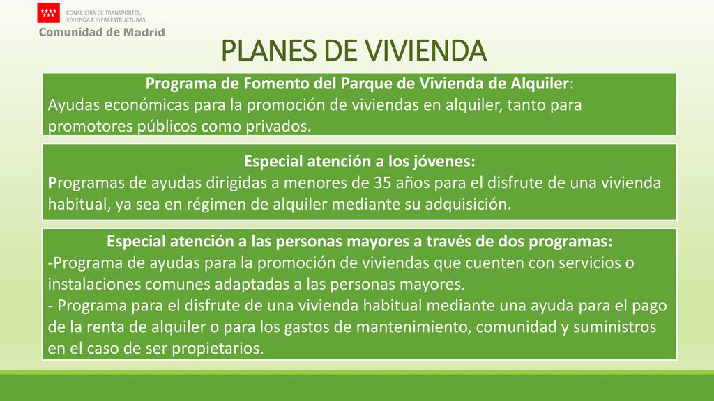 PLANES DE VIVIENDA Programa de Fomento del Parque de Vivienda de Alquiler: