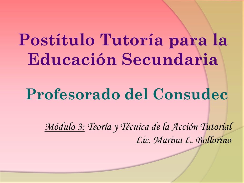 Postítulo Tutoría para la Educación Secundaria Profesorado del Consudec