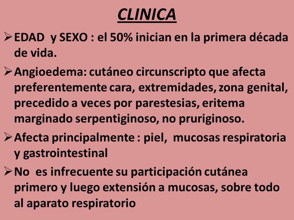 CLINICA EDAD y SEXO : el 50% inician en la primera década de vida.
