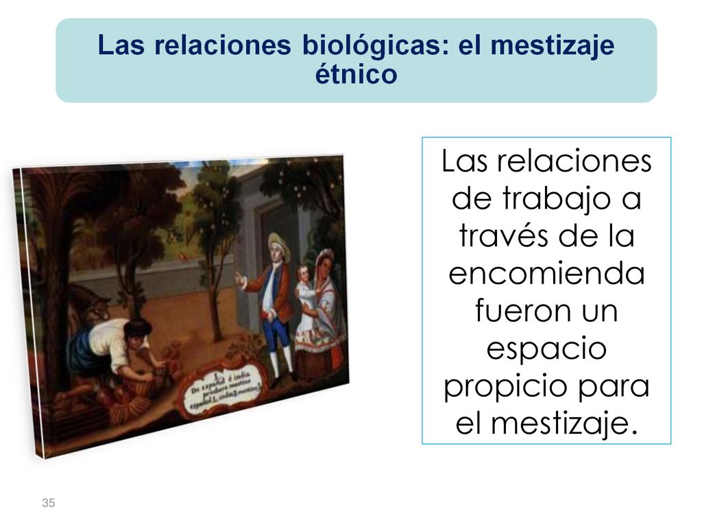 Las relaciones de trabajo a través de la encomienda fueron un espacio propicio para el mestizaje.