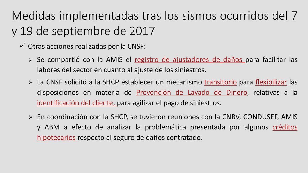 Medidas implementadas tras los sismos ocurridos del 7 y 19 de septiembre de 2017