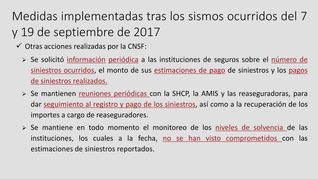 Medidas implementadas tras los sismos ocurridos del 7 y 19 de septiembre de 2017