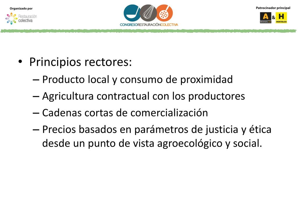Principios rectores: Producto local y consumo de proximidad