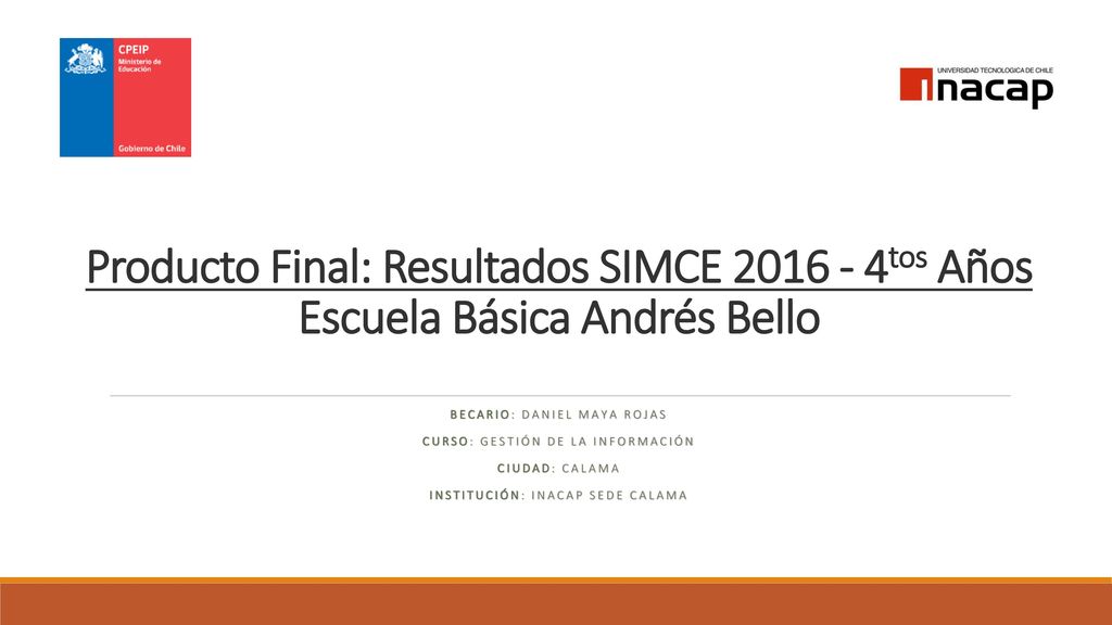 Producto Final: Resultados SIMCE tos Años Escuela Básica Andrés Bello