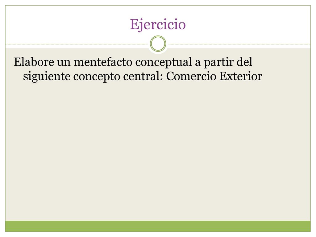 Ejercicio Elabore un mentefacto conceptual a partir del siguiente concepto central: Comercio Exterior.