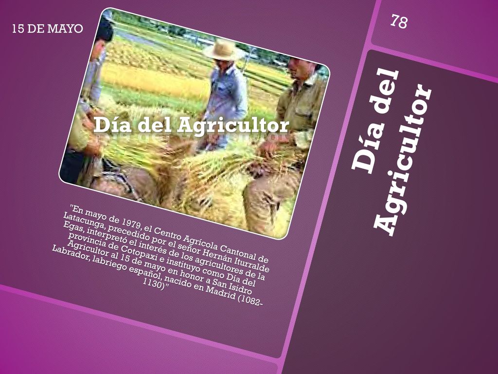 Día del Agricultor Día del Agricultor 15 DE MAYO