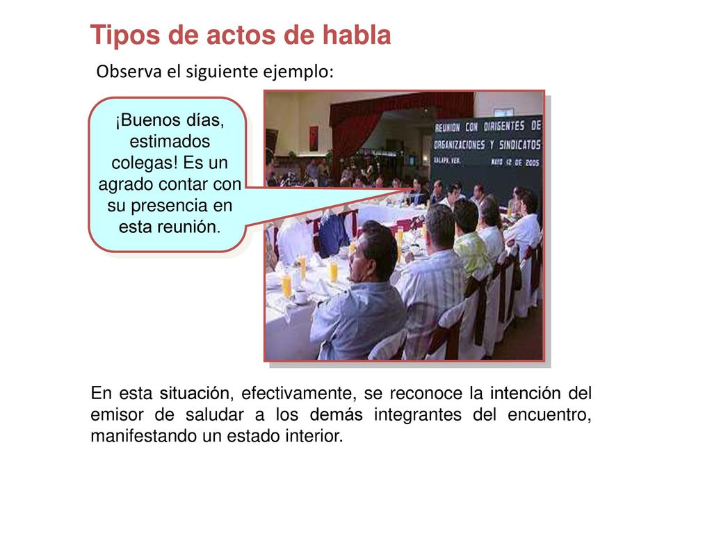 Tipos de actos de habla Observa el siguiente ejemplo: