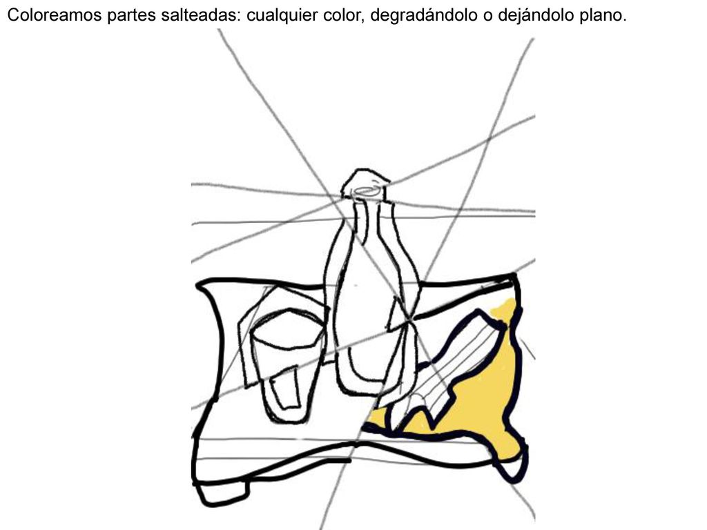 Coloreamos partes salteadas: cualquier color, degradándolo o dejándolo plano.
