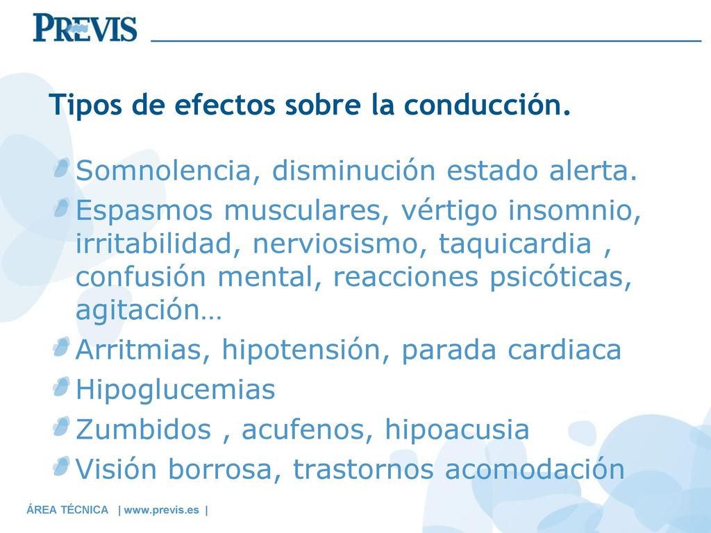 Tipos de efectos sobre la conducción.