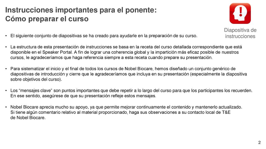 Instrucciones importantes para el ponente: Cómo preparar el curso