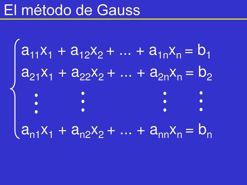 El método de Gauss a21x1 + a22x a2nxn = b2.